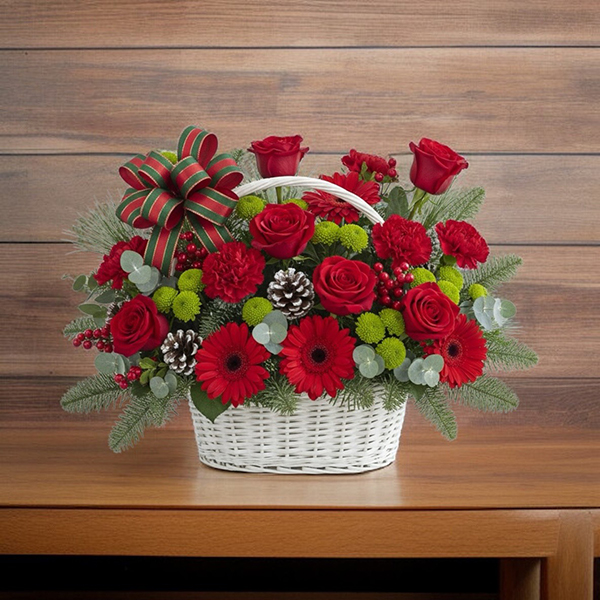 กระเช้าดอกไม้คริสต์มาส 