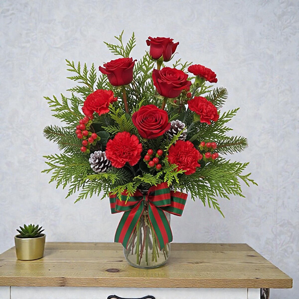 แจกันดอกไม้คริสต์มาส 
