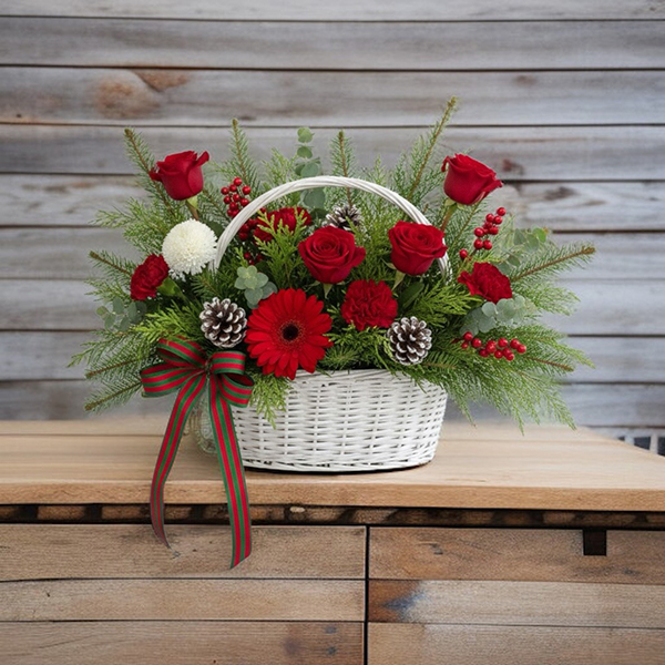 กระเช้าดอกไม้คริสต์มาส 