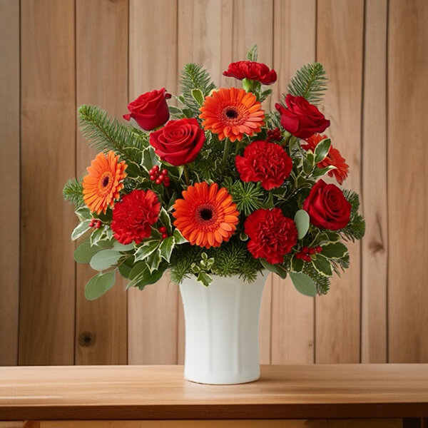 แจกันดอกไม้คริสต์มาส 