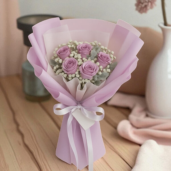 Elegant Purple Rose Bouquet - Premium Violet Whisper Birthday Gift