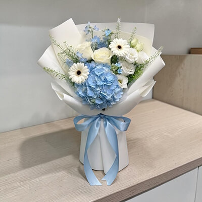 Modern Serenity Mother&rsquo;s Day Hydrangea, Gerbera & Rose Premium Bouquet