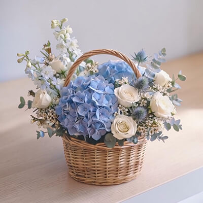Rustic Elegance Mother&rsquo;s Day Hydrangea & Wildflower Luxury Basket