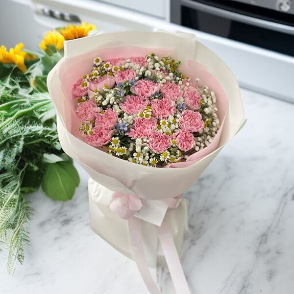 Sweet Devotion Mother&rsquo;s Day Pink Carnation & Chamomile Premium Bouquet