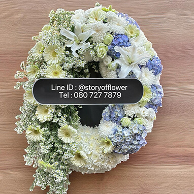 พวงหรีดดอกไม้สดเกรดพรีเมียม ร้าน Story of Flower